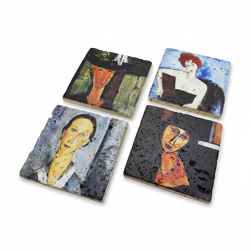 Amedeo Modigliani – Doğal Taş Bardak Altlığı 4'lü Set