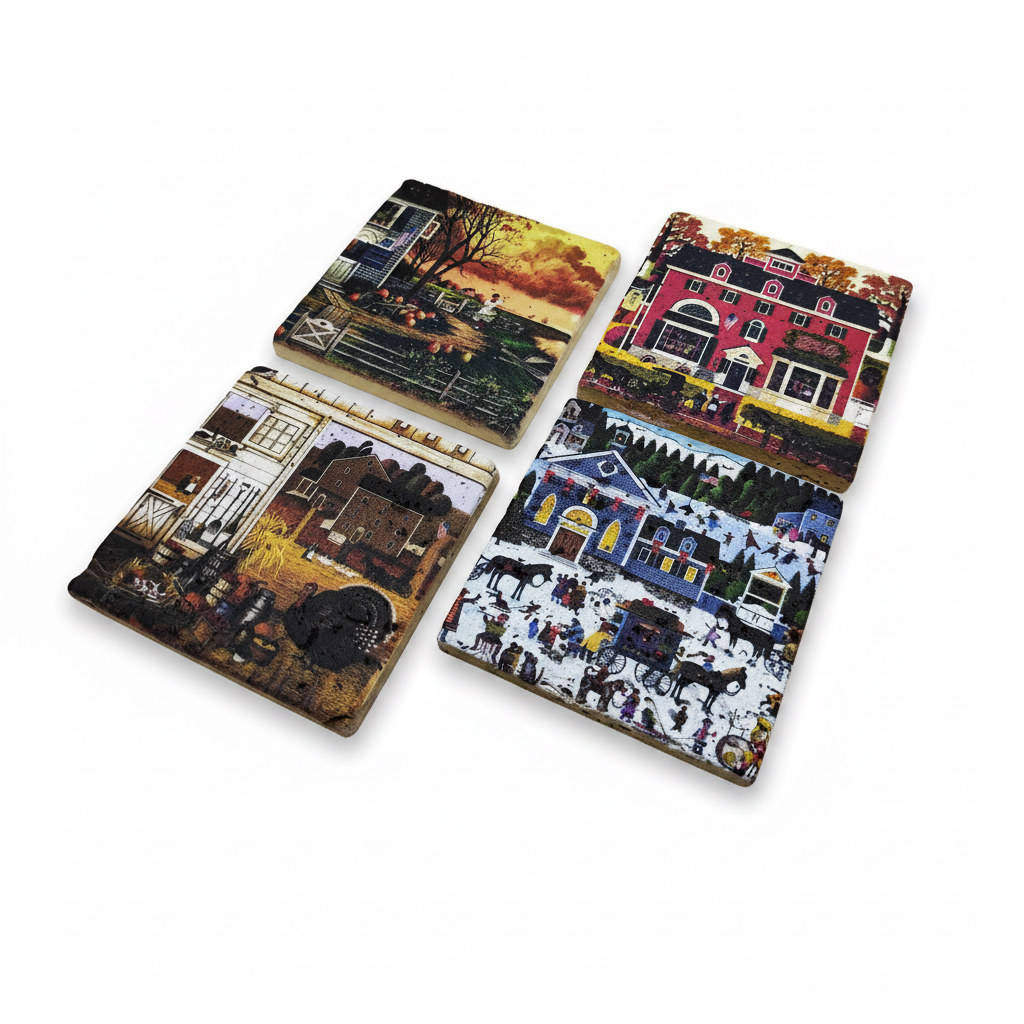 Charles Wysocki – Doğal Taş Bardak Altlığı 4'lü Set