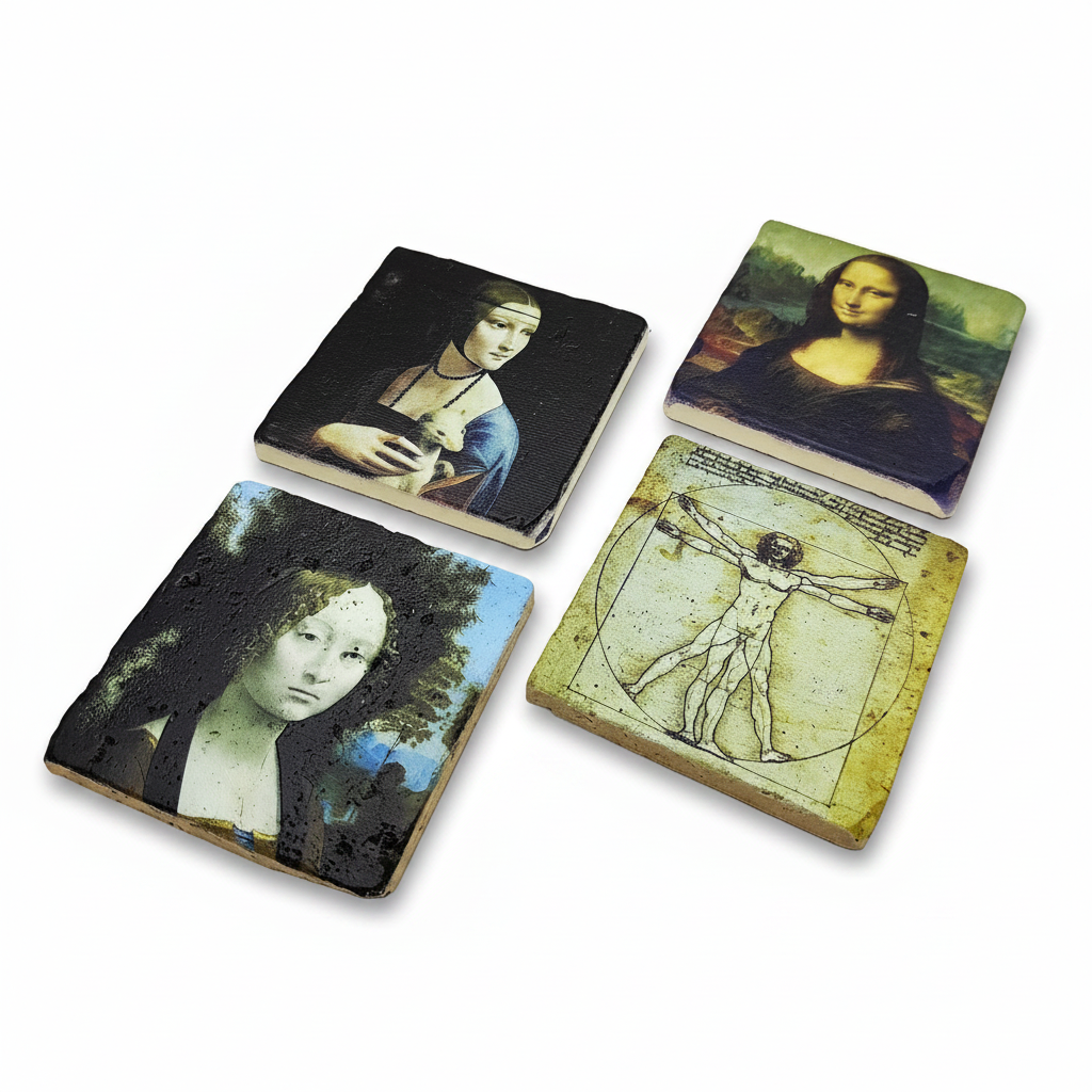 Da Vinci – Doğal Taş Bardak Altlığı 4'lü Set
