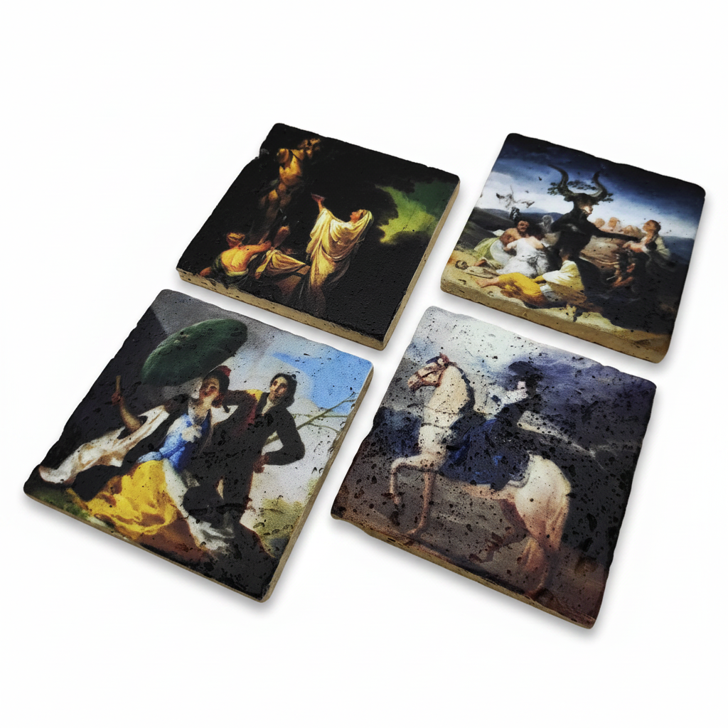 Francisco Goya – Doğal Taş Bardak Altlığı 4'lü Set