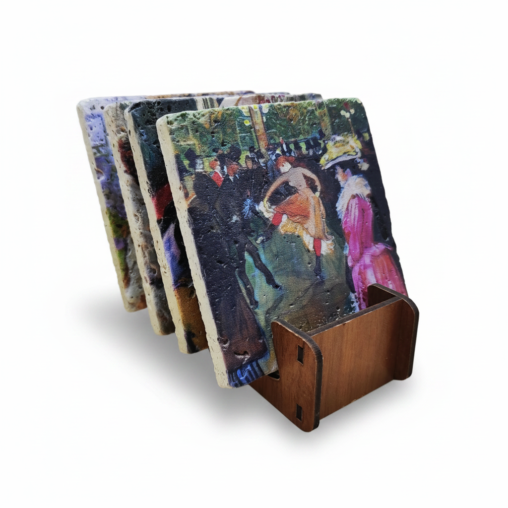 Henri de Toulouse-Lautrec – Doğal Taş Bardak Altlığı 4'lü Set