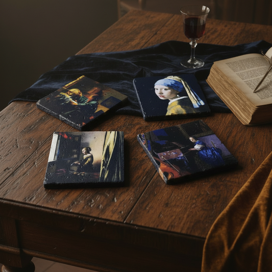 Johannes Vermeer – Doğal Taş Bardak Altlığı 4'lü Set