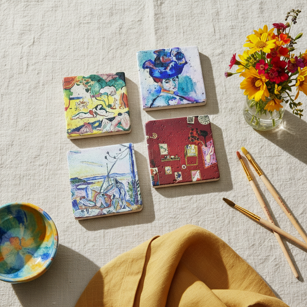 Matisse – Doğal Taş Bardak Altlığı 4'lü Set