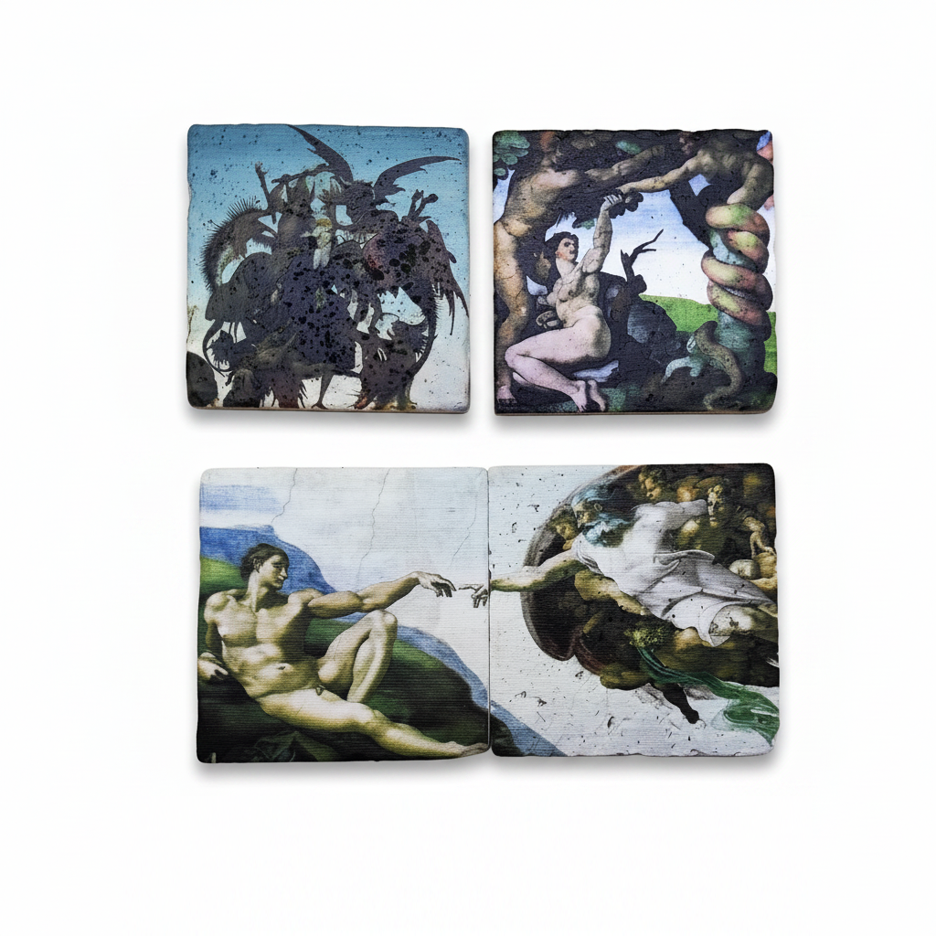Michelangelo – Doğal Taş Bardak Altlığı 4'lü Set