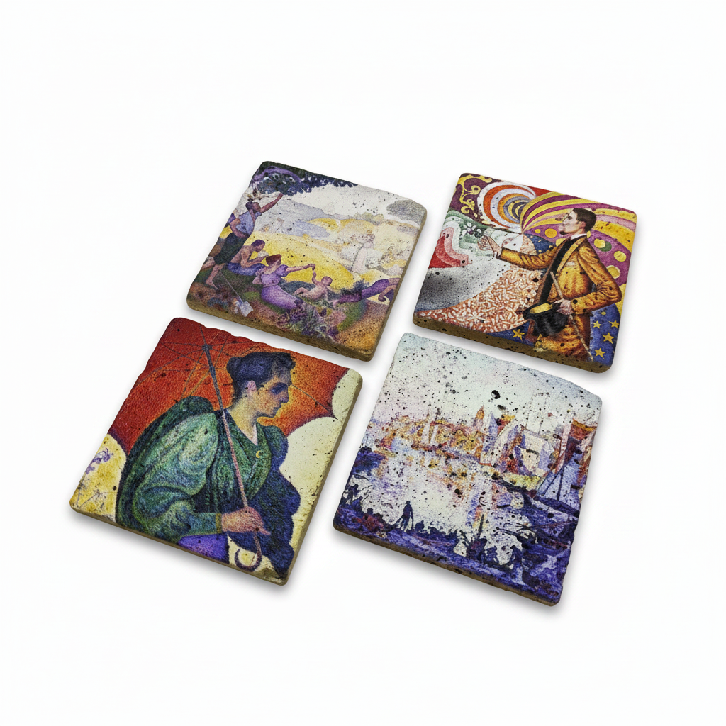 Paul Signac – Doğal Taş Bardak Altlığı 4'lü Set