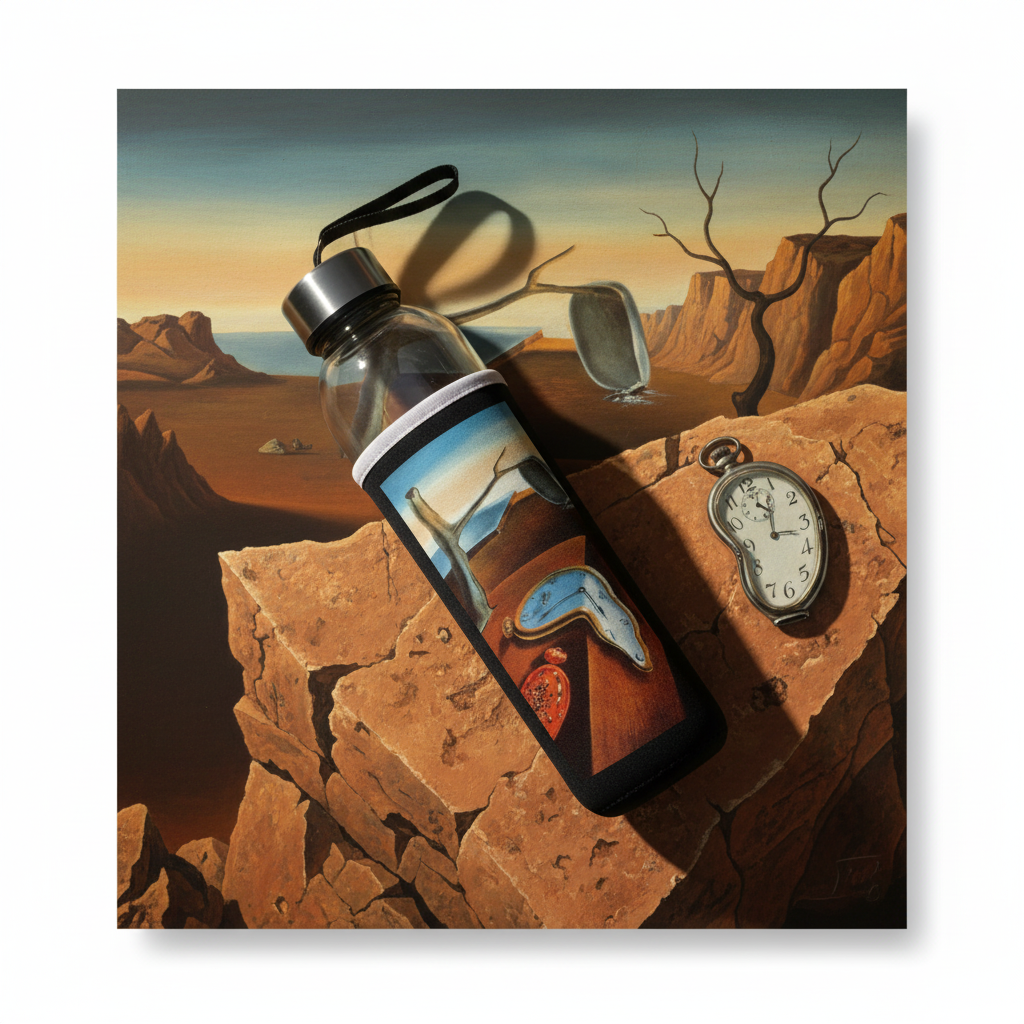 Dali – Belleğin Azmi (The Persistence of Memory) Kılıflı Cam Matara 500 ml – görsel 5