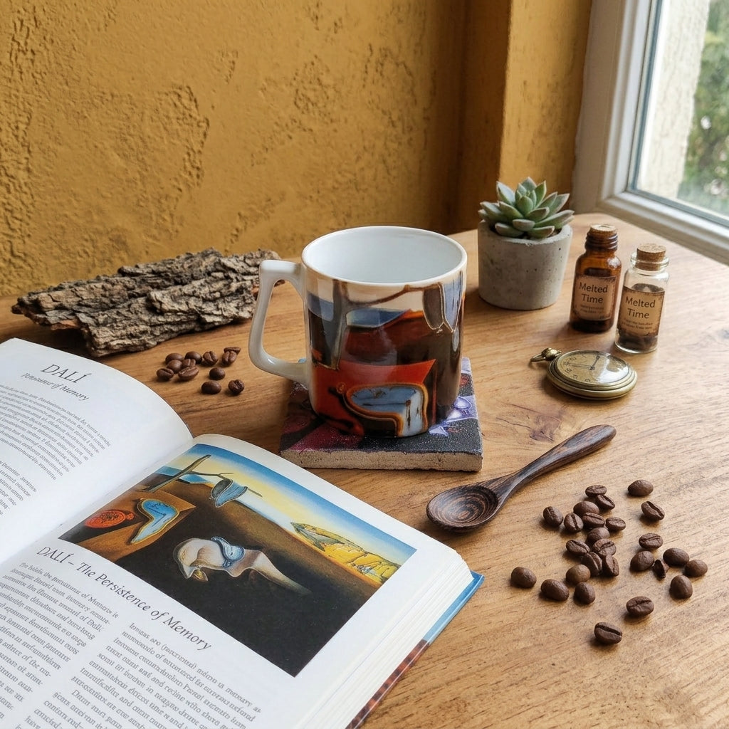 Dali – Belleğin Azmi (The Persistence of Memory) Yelken Kulplu Kupa ve Bardak Altlığı Seti – görsel 3