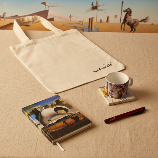 Dali – Fincan, Bardak Altlığı, Defter, Kalem ve Kanvas Çanta Seti – görsel 2