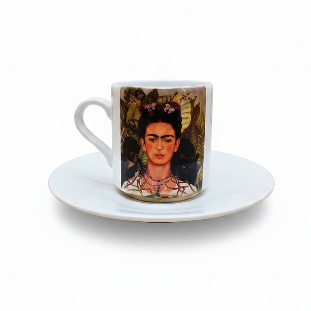 Frida Kahlo – Dikenli Kolyeli Otoportre (Self-Portrait with Thorn Necklace) Türk Kahvesi Fincanı