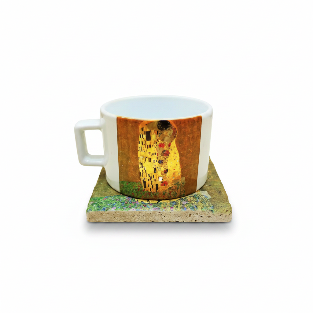 Klimt – Öpücük (The Kiss) Çay/Kahve Fincanı ve Bardak Altlığı Seti