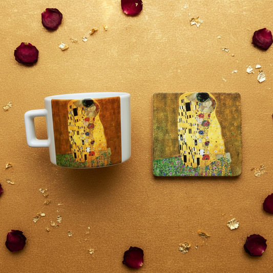 Klimt – Öpücük (The Kiss) Çay/Kahve Fincanı ve Bardak Altlığı Seti – görsel 2