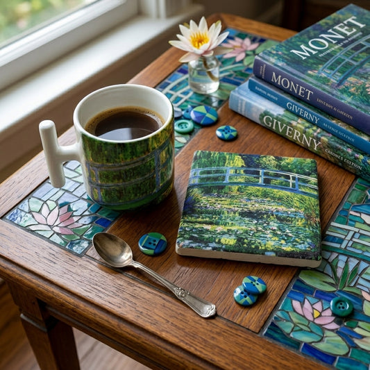Monet – Japon Köprüsü (The Japanese Footbridge) T Kulplu Kupa ve Bardak Altlığı Seti – görsel 2