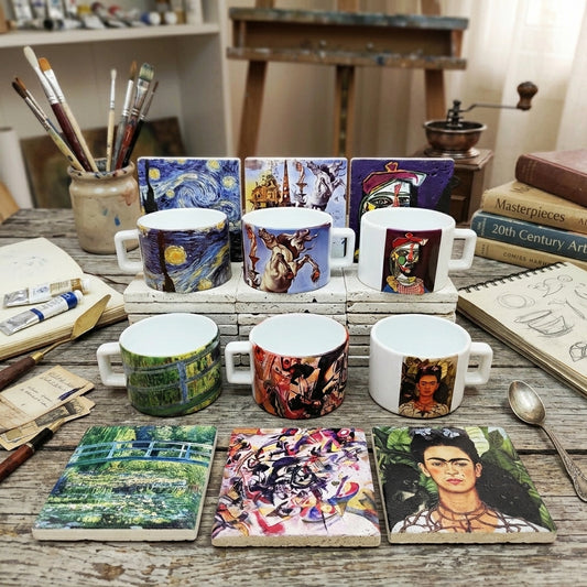 Sanatçılar Serisi – 6'lı Çay/Kahve Fincanı ve Bardak Altlığı Seti (Dali, Van Gogh, Picasso, Kandinsky, Frida Kahlo, Monet) – görsel 2