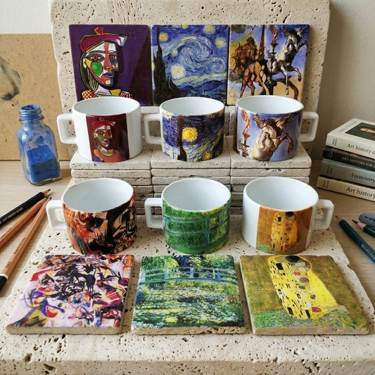 Sanatçılar Serisi – 6'lı Çay/Kahve Fincanı ve Bardak Altlığı Seti (Dali, Van Gogh, Picasso, Kandinsky, Klimt, Monet) – görsel 2