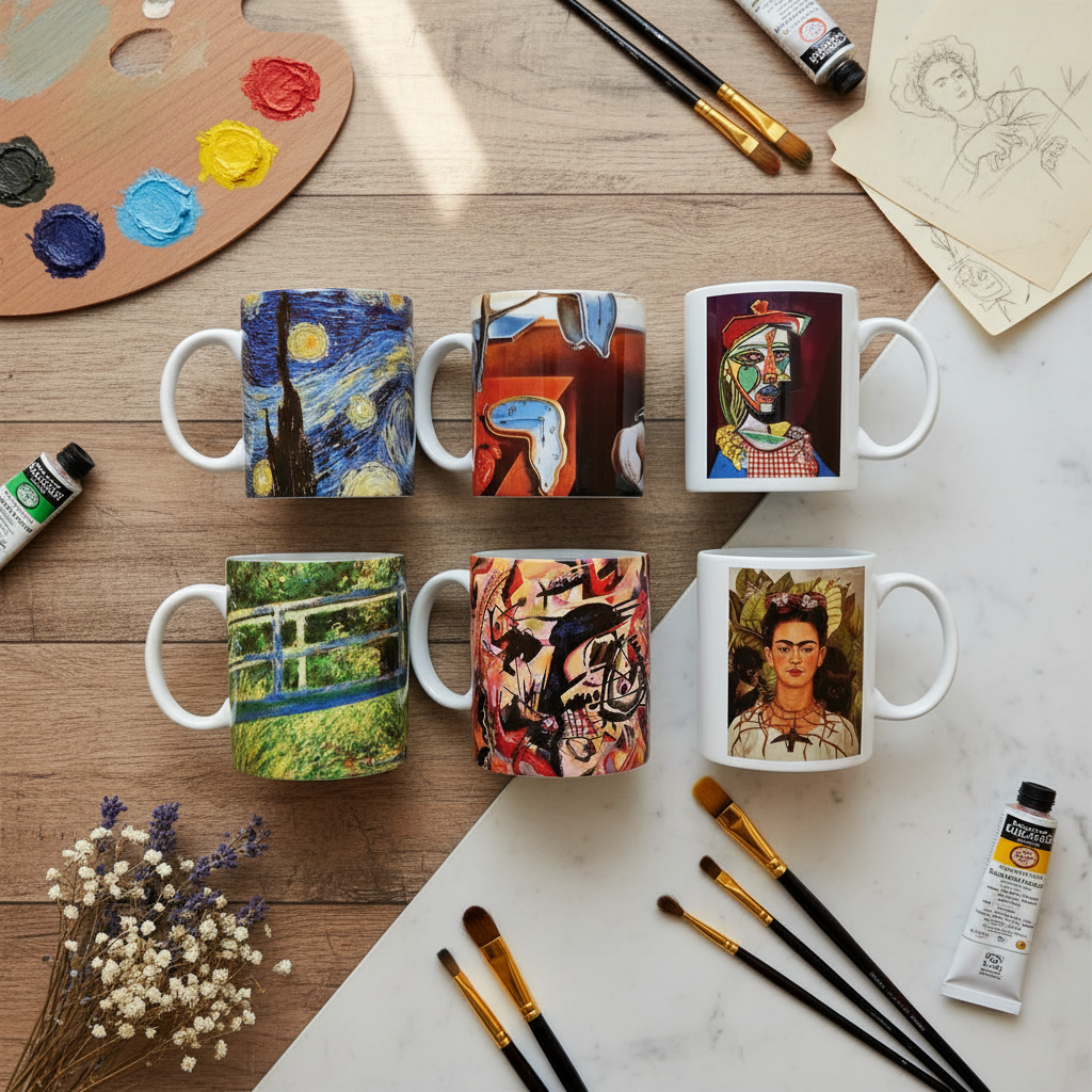 Sanatçılar Serisi – 6'lı Kupa Seti (Dali, Van Gogh, Picasso, Kandinsky, Frida Kahlo, Monet) – görsel 3