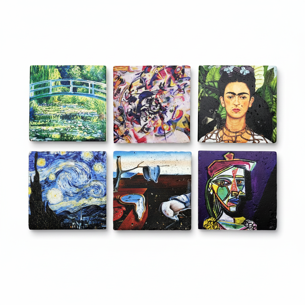 Sanatçılar Serisi – 6'lı Kupa ve Bardak Altlığı Seti (Dali, Van Gogh, Picasso, Kandinsky, Frida Kahlo, Monet) – görsel 10