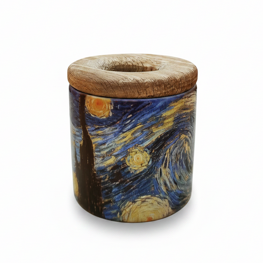 Van Gogh – Yıldızlı Gece (The Starry Night) Ahşap Kapaklı Seramik Kalemlik – görsel 2