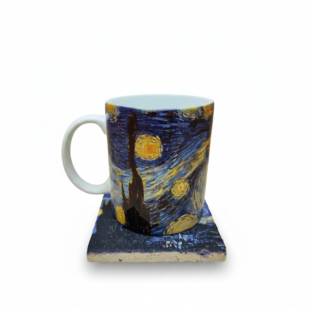 Van Gogh – Yıldızlı Gece (The Starry Night) Kupa ve Bardak Altlığı Seti – görsel 2