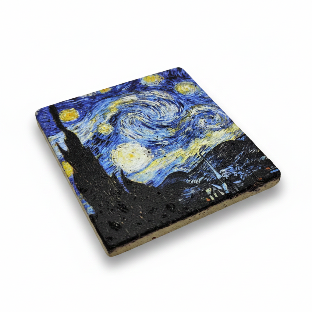 Van Gogh – Yıldızlı Gece (The Starry Night) T Kulplu Kupa ve Bardak Altlığı Seti – görsel 5