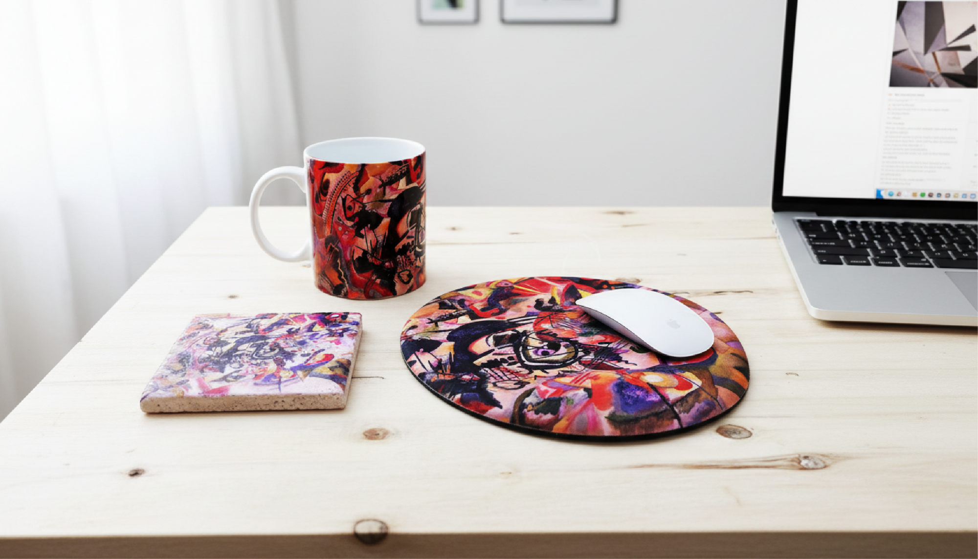 Harikapoli essential sanat temalı hediye seti – kupa, mouse pad ve bardak altlığı kompakt koleksiyonu