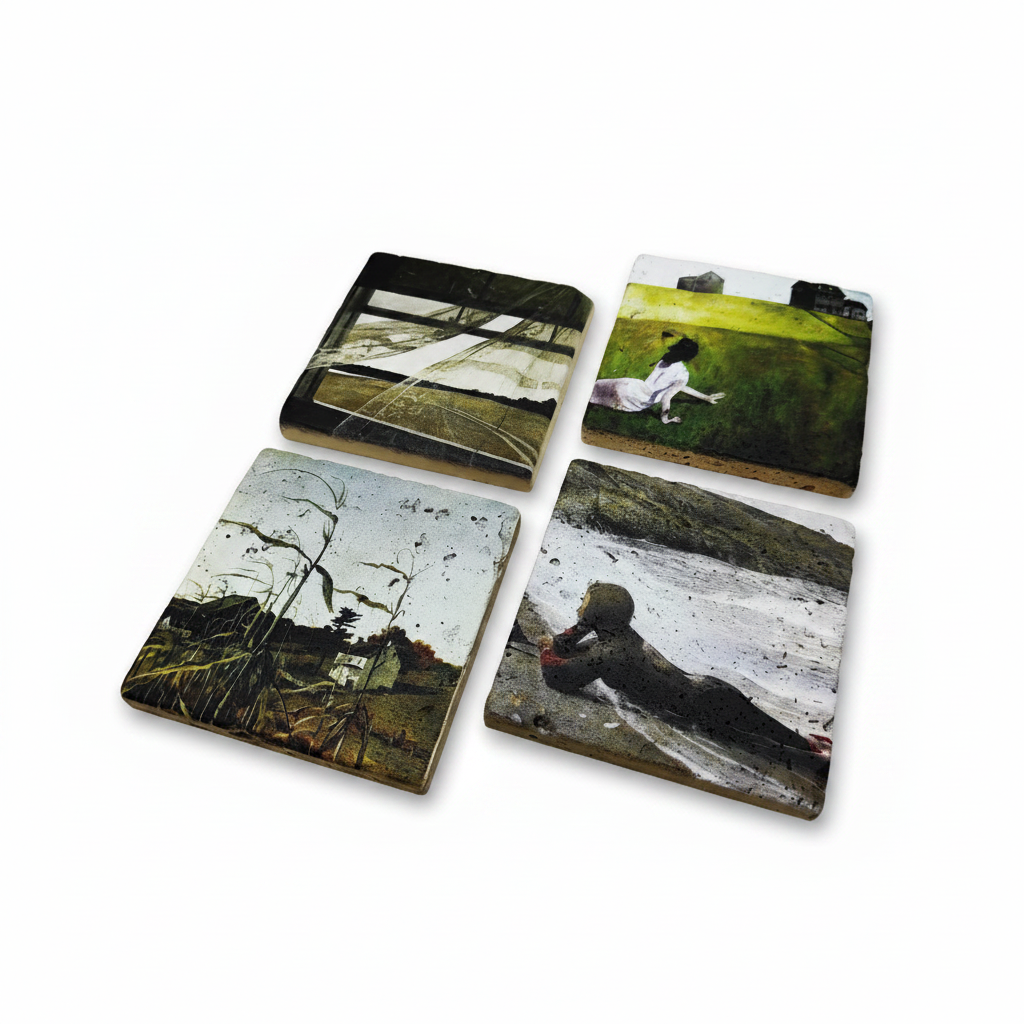 Andrew Wyeth – Doğal Taş Bardak Altlığı 4'lü Set