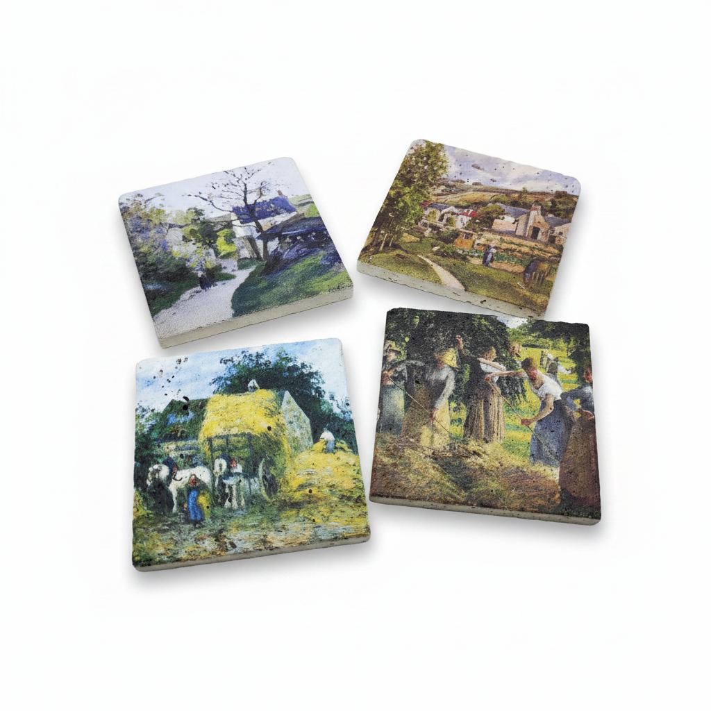 Camille Pissarro – Doğal Taş Bardak Altlığı 4'lü Set