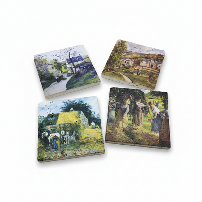 Camille Pissarro – Doğal Taş Bardak Altlığı 4'lü Set