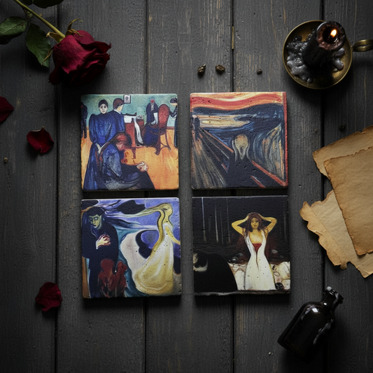 Edvard Munch – Doğal Taş Bardak Altlığı 4'lü Set