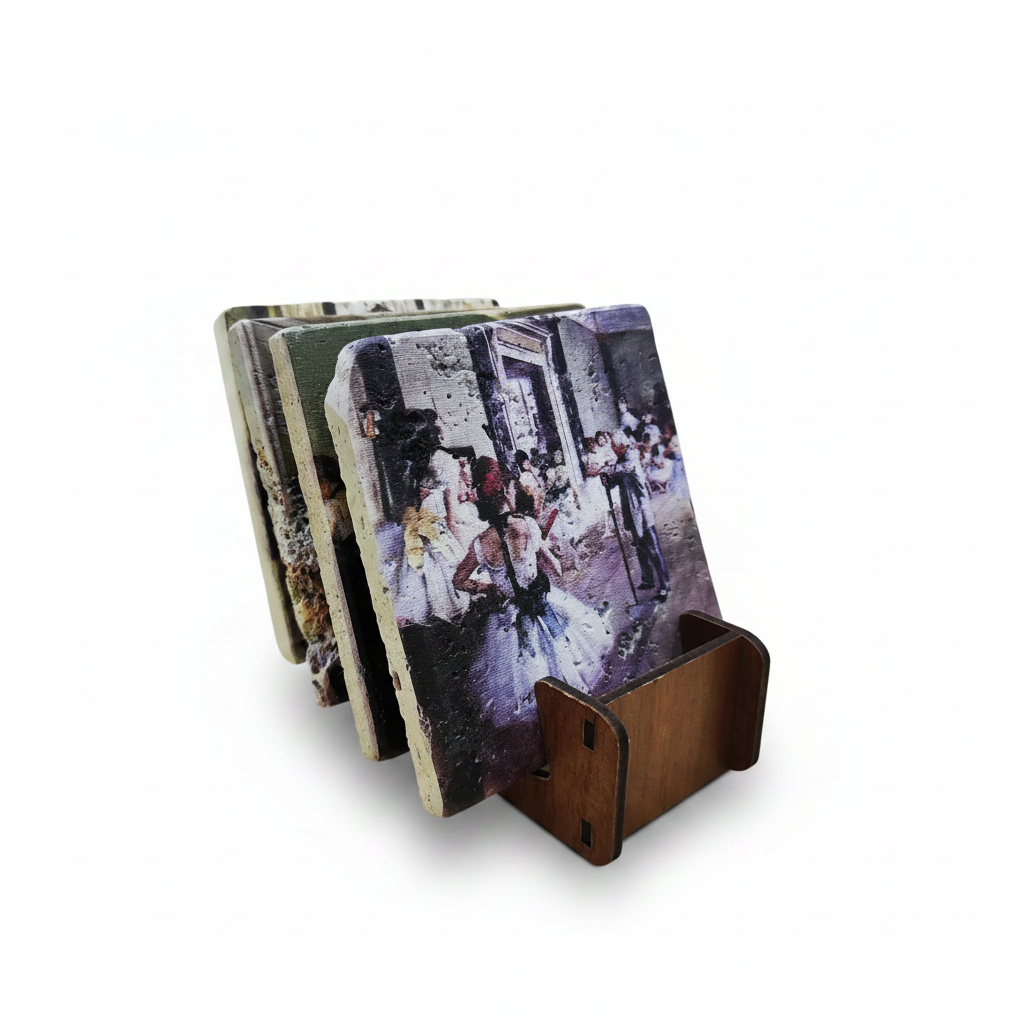 Edgar Degas – Doğal Taş Bardak Altlığı 4'lü Set