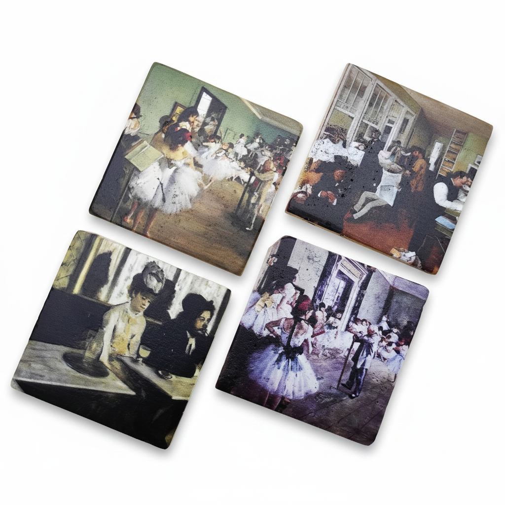 Edgar Degas – Doğal Taş Bardak Altlığı 4'lü Set