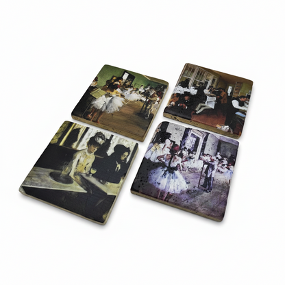 Edgar Degas – Doğal Taş Bardak Altlığı 4'lü Set