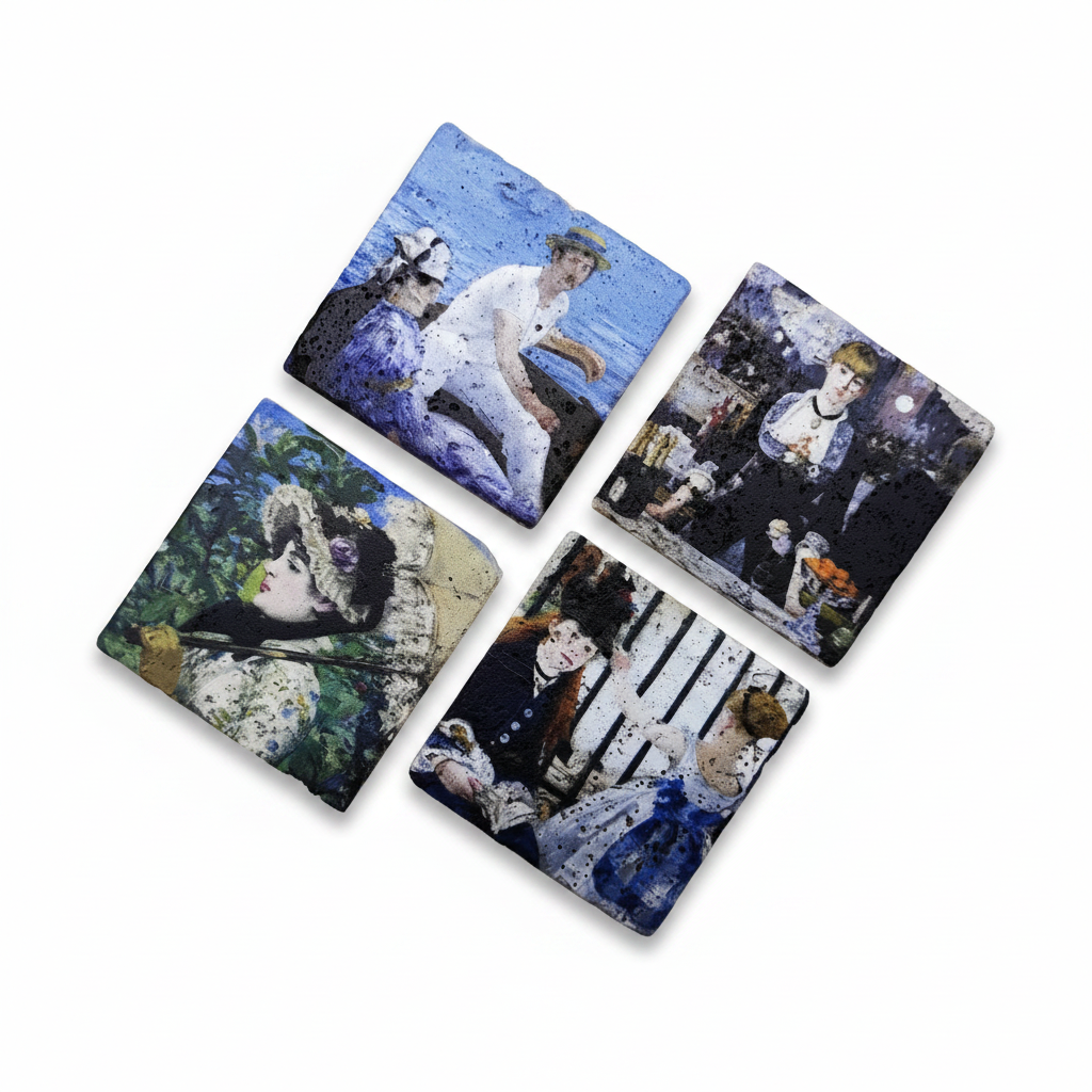 Edouard Manet – Doğal Taş Bardak Altlığı 4'lü Set