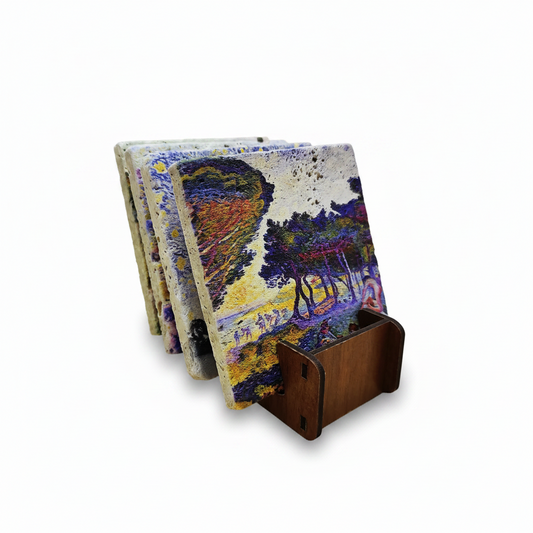 Henri-Edmond Cross – Doğal Taş Bardak Altlığı 4'lü Set