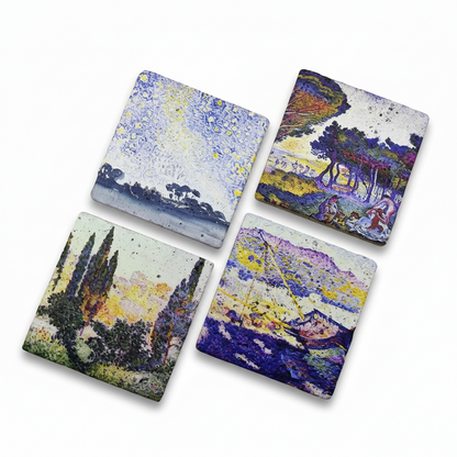 Henri-Edmond Cross – Doğal Taş Bardak Altlığı 4'lü Set