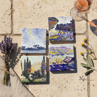 Henri-Edmond Cross – Doğal Taş Bardak Altlığı 4'lü Set