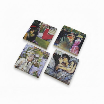 Henri de Toulouse-Lautrec – Doğal Taş Bardak Altlığı 4'lü Set