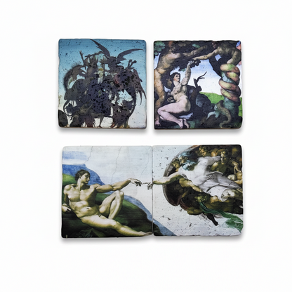 Michelangelo – Doğal Taş Bardak Altlığı 4'lü Set