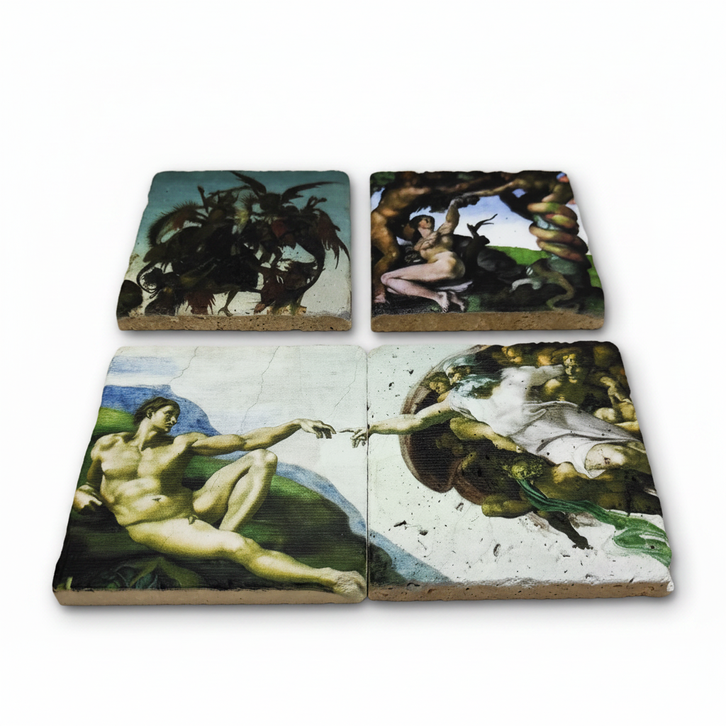 Michelangelo – Doğal Taş Bardak Altlığı 4'lü Set