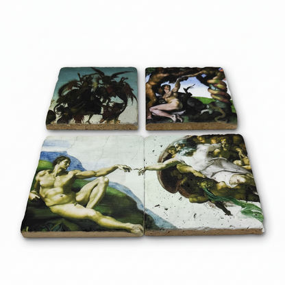 Michelangelo – Doğal Taş Bardak Altlığı 4'lü Set
