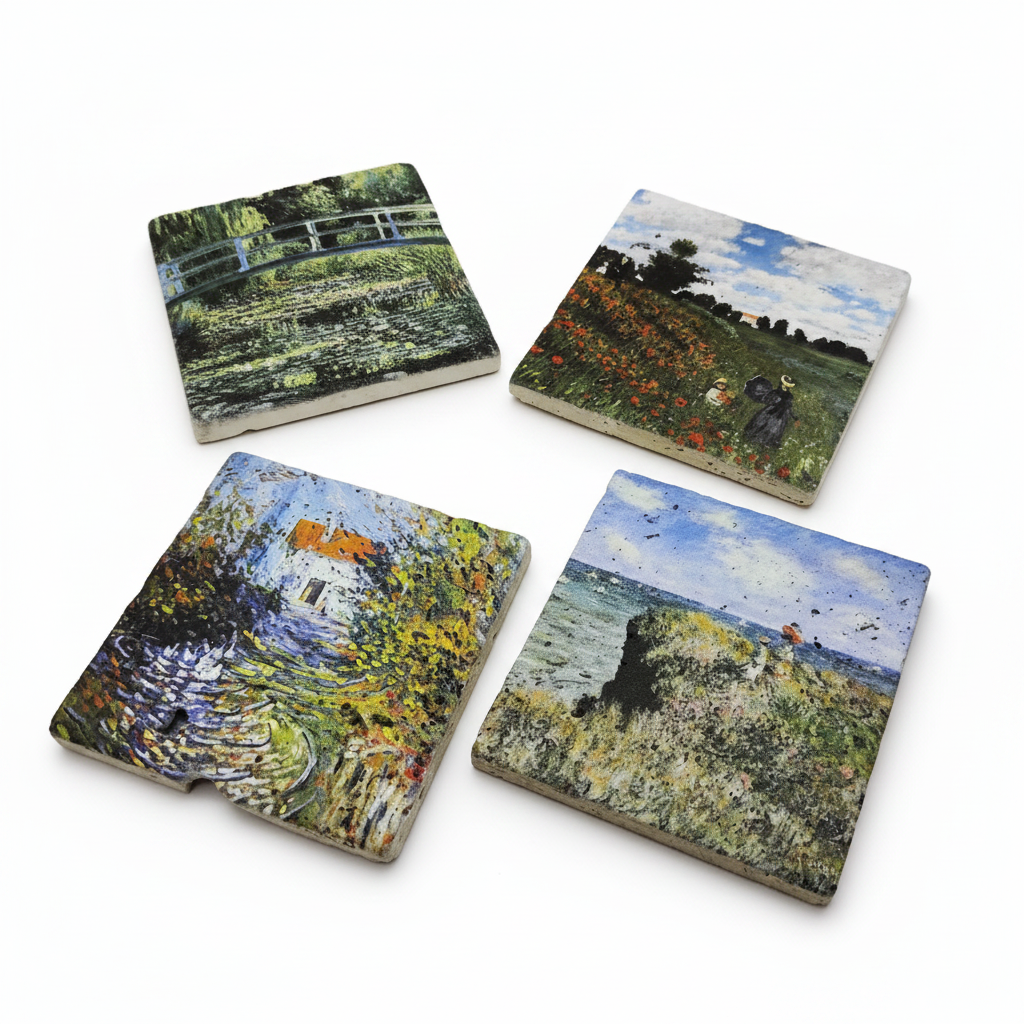 Monet – Doğal Taş Bardak Altlığı 4'lü Set