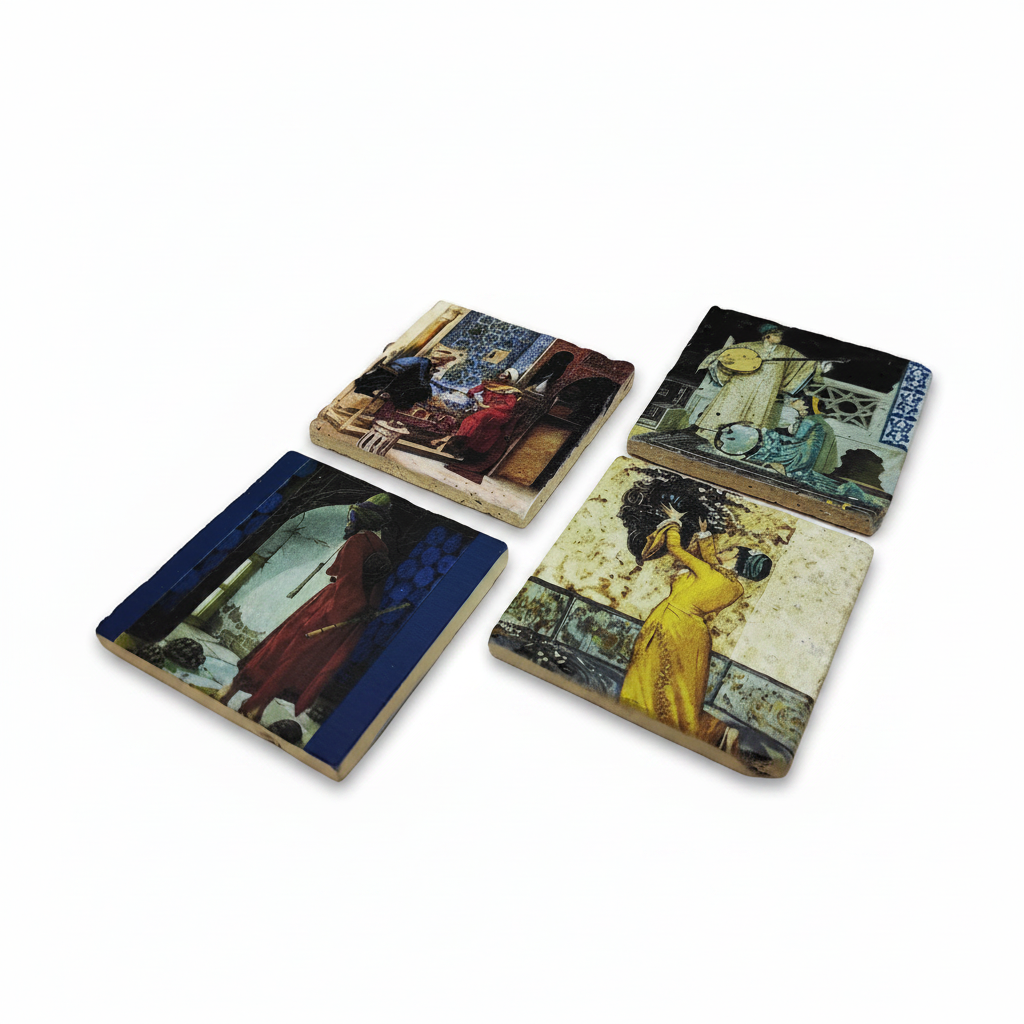 Osman Hamdi Bey – Doğal Taş Bardak Altlığı 4'lü Set
