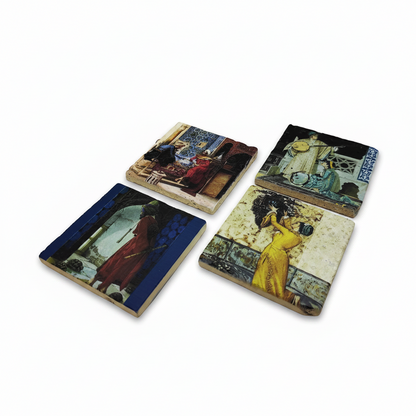 Osman Hamdi Bey – Doğal Taş Bardak Altlığı 4'lü Set