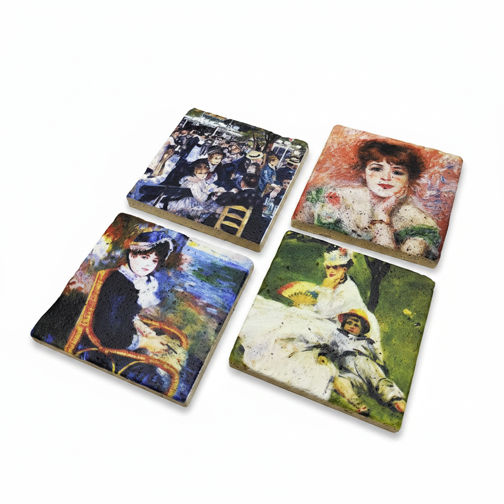 Pierre-Auguste Renoir – Doğal Taş Bardak Altlığı 4'lü Set