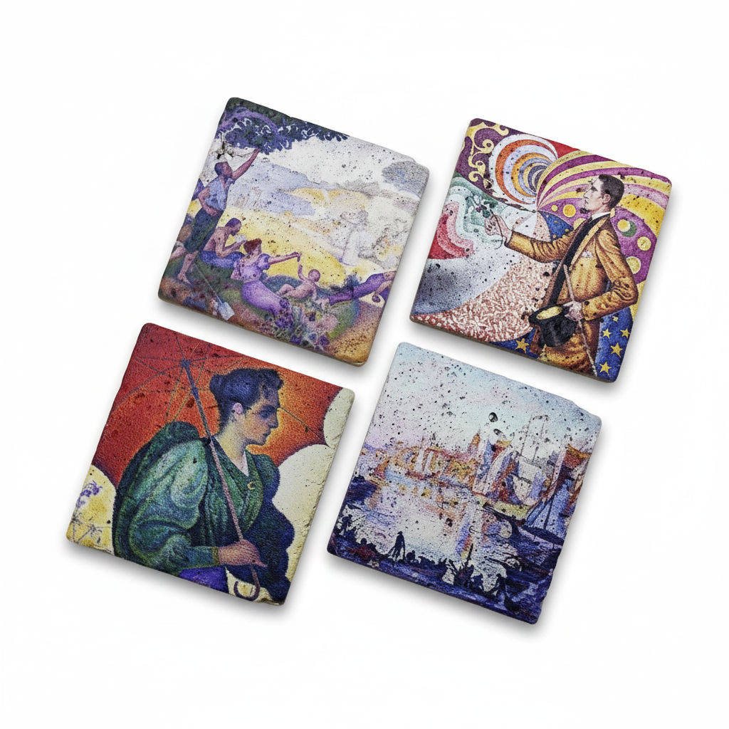 Paul Signac – Doğal Taş Bardak Altlığı 4'lü Set