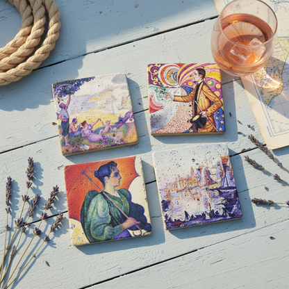 Paul Signac – Doğal Taş Bardak Altlığı 4'lü Set