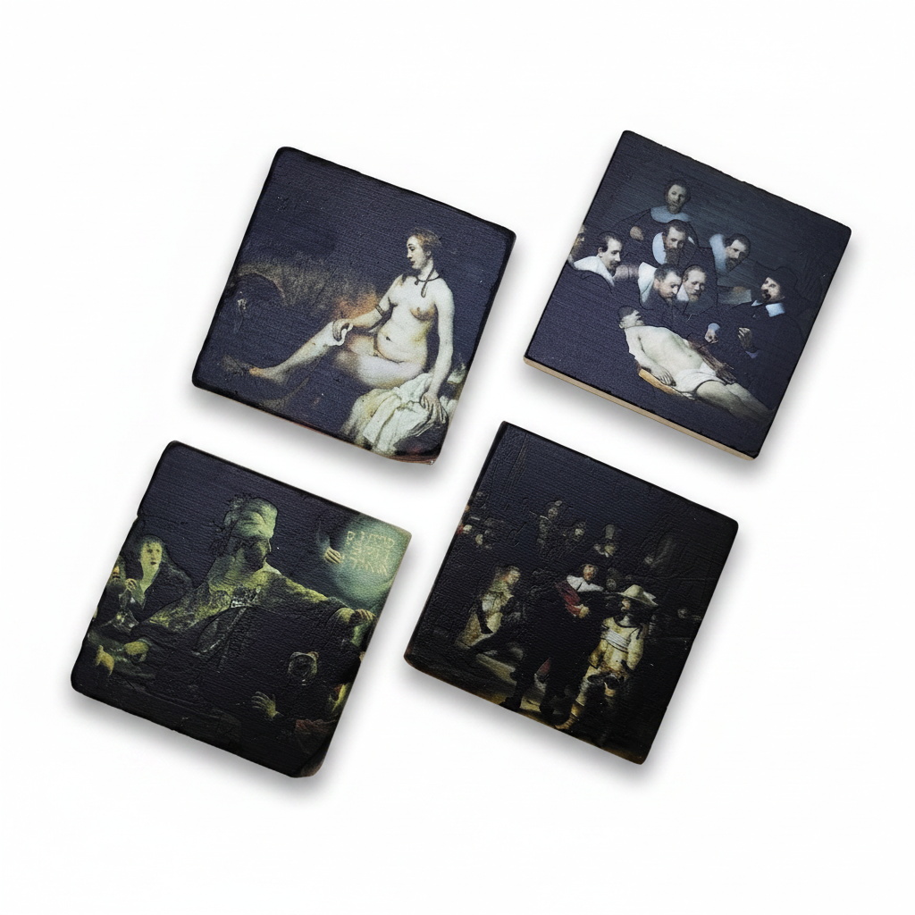 Rembrandt – Doğal Taş Bardak Altlığı 4'lü Set