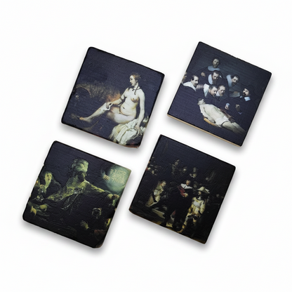 Rembrandt – Doğal Taş Bardak Altlığı 4'lü Set