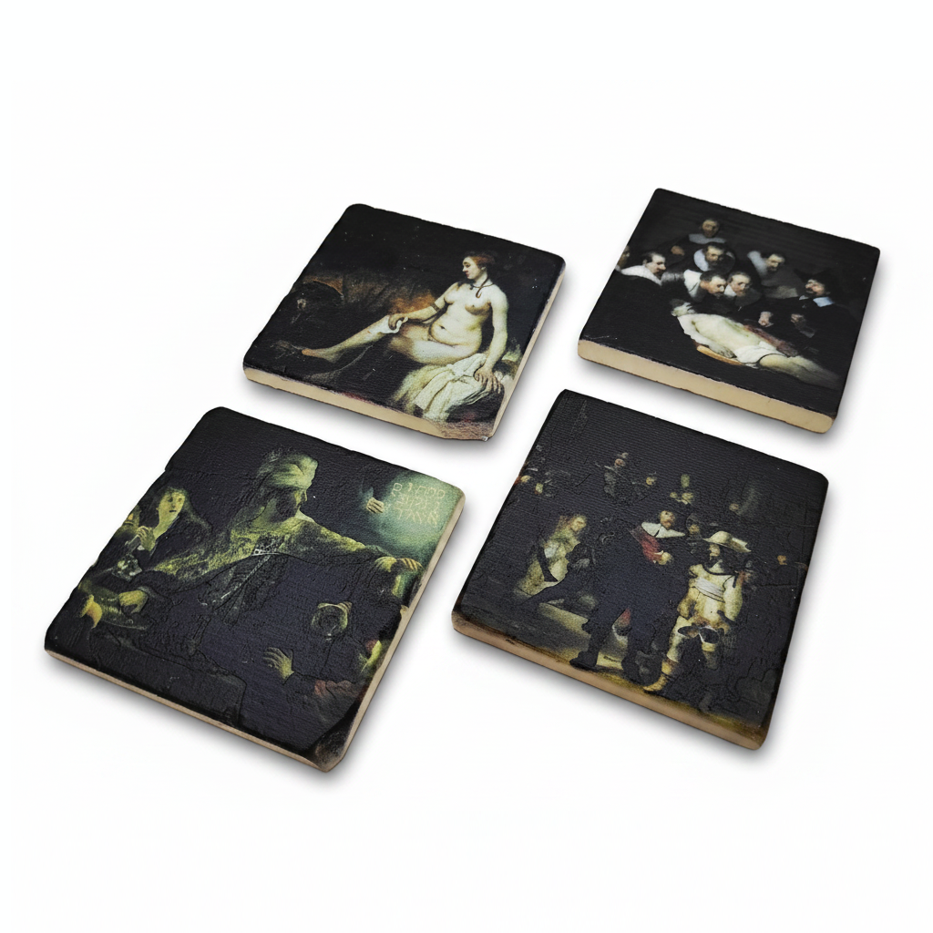 Rembrandt – Doğal Taş Bardak Altlığı 4'lü Set