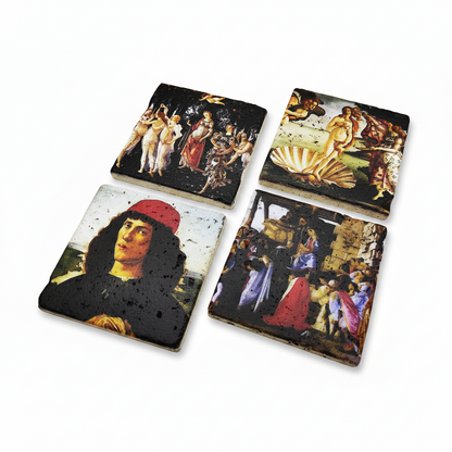 Sandro Botticelli – Doğal Taş Bardak Altlığı 4'lü Set