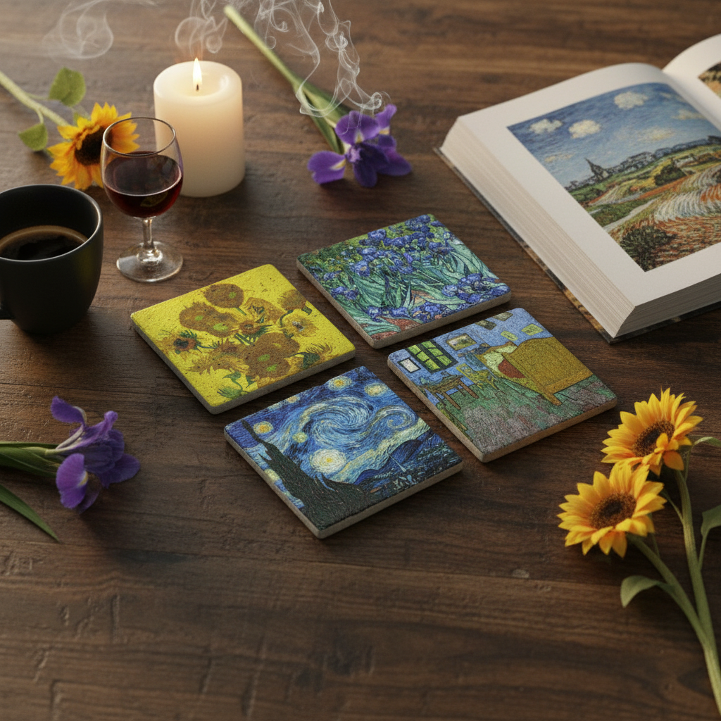 Van Gogh – Doğal Taş Bardak Altlığı 4'lü Set